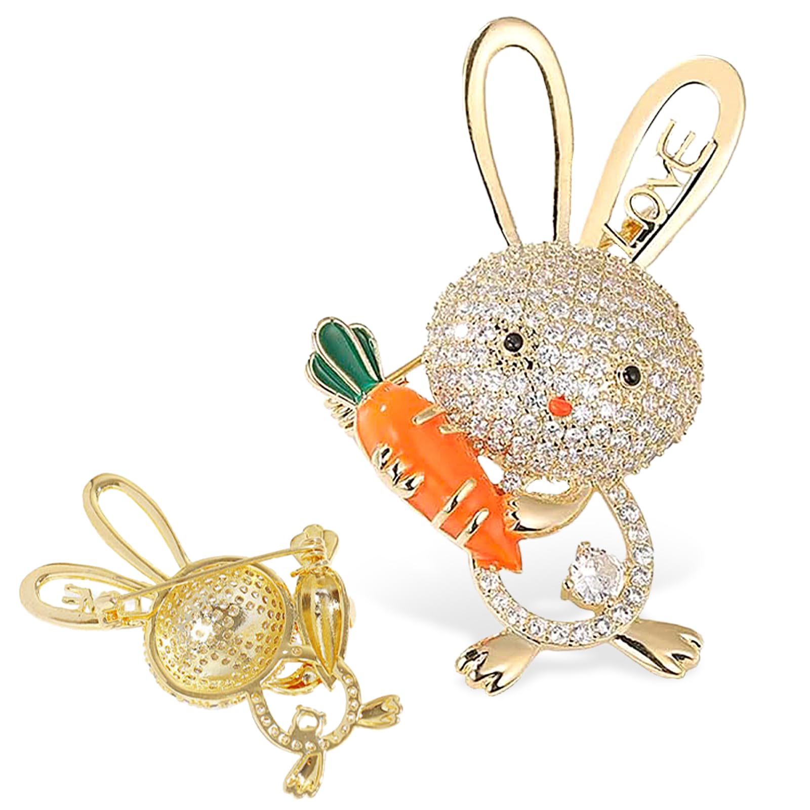 Broche Lapin Strass Rose - Alliage Brillant, Accessoire Robe Ou Veste, Cadeau Fête