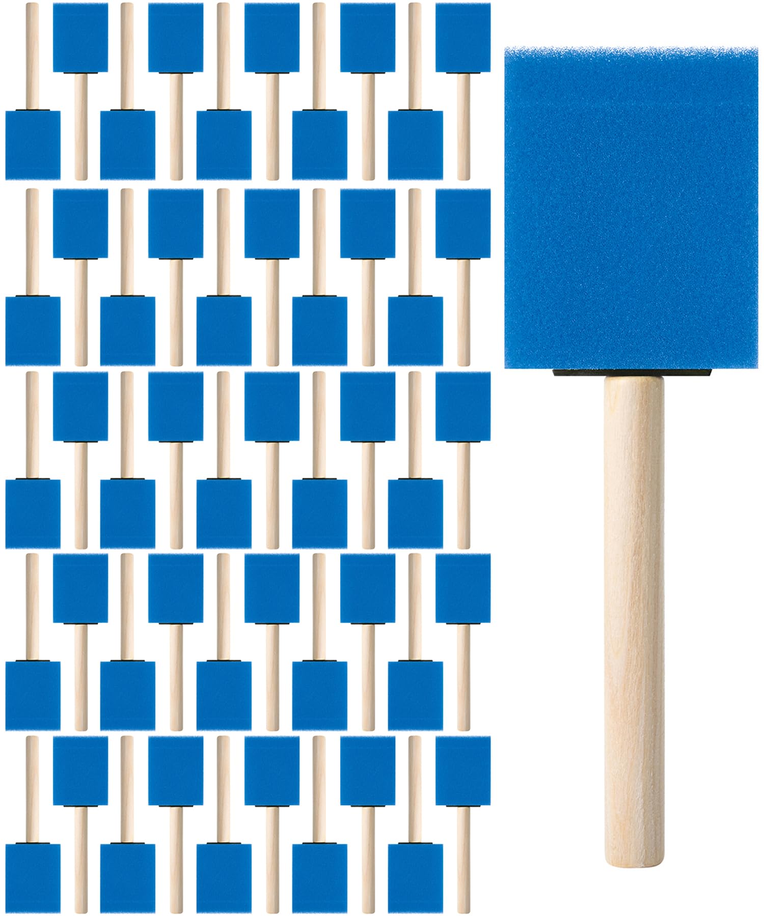 Bates- Foam Paint Brushes 2 Inch, 50 Pack, Blue 2 Inch Foam Brushes for Painting with Lightweight Wooden Handles