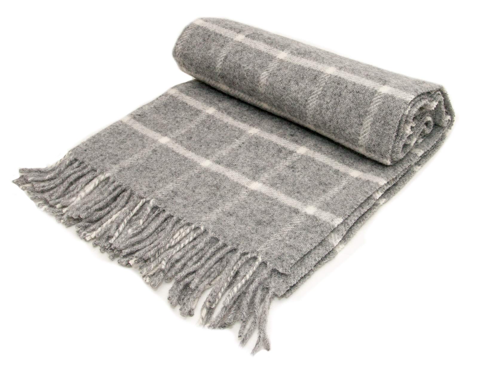 Tweedmill Textiles Grey Windowpane Check - Pure New Wool - Knee Rug Small Throw Blanket - British Made By