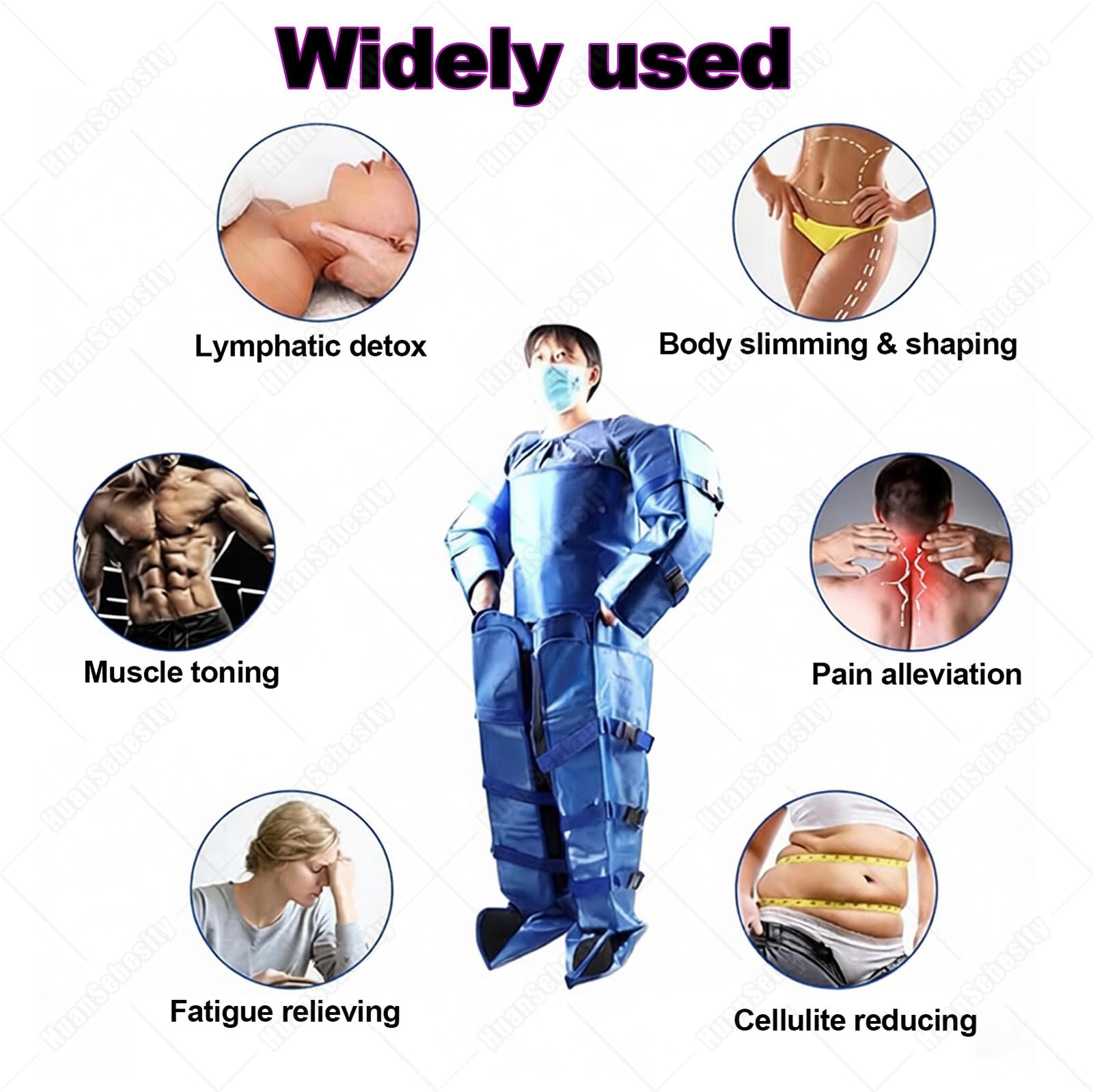 Lymphdrainage Gerät Ganzkörpermassagekostüm Mit 3 Massageintensitätsstufen,Infrarotwärme Und Luftdruckmassage Verbessert Die Durchblutung Muskelerholung Blue