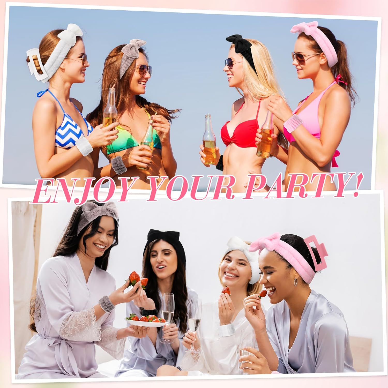 Hoteam 16 Pcs Spa Headband Wristband Set with Hair Claw Clips Face Wash Headband Set Makeup Skincare Bath Headbands for Women Wrist Bands Hair Clips Accessories Gifts - Image 6