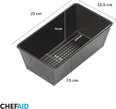 Chef Aid Non-Stick 2lb Loaf Tin, 900g Traditional Rectangular Bread pan Ideal for Bread, Loaves, Cakes.Handwash, Fridge and Freezer Safe.,Black, 21cm x 11.5cm x 7.5cm