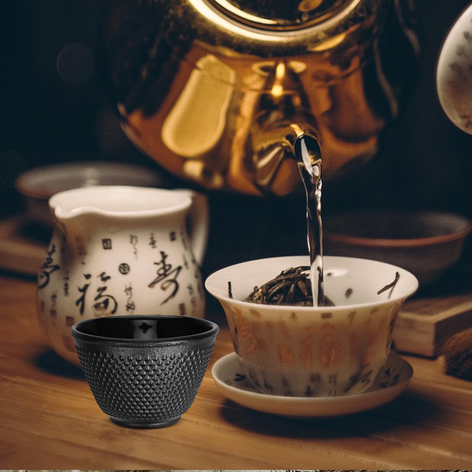 Kung Fu Teegeschirr 2 Stück Gusseiserne Teetassen 120 ml Kleine Asiatische Tassen für Teezeremonie und Teestube