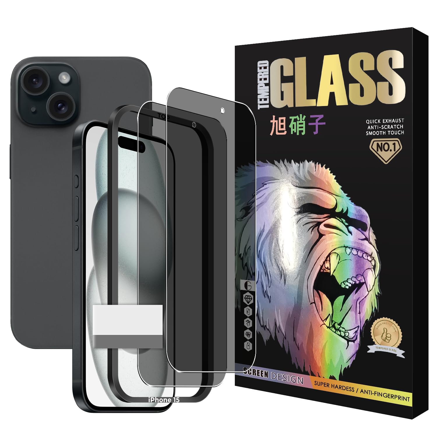 【硬度10H】対応 iPhone 15 ガラスフイルム 覗き見防止 ガイド枠付き 【2枚セット AGC旭硝子 】 iPhone15フイルム のぞき見防止 アイフォン15 液晶 保護フィルム のぞき見 プライバシーフィルム 強化ガラス 【 硬度9H 耐衝撃 飛散防止 厚さ0.26mm 気泡ゼロ 3D Touch対応 高感度 指紋防止 ラウンドエッジ加工 】 TZ10H-15FK2