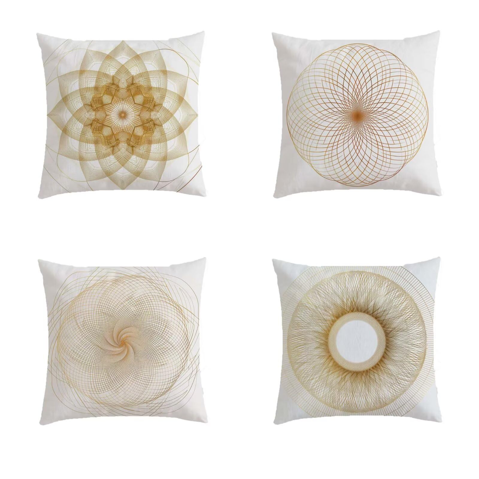 Housse coussin de jardin extérieur 45x45 lot de 4 taie oreiller carrée motif Datura
