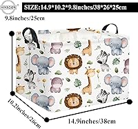Vista 6 de HIYAGON - Cesta de Animales del Bosque Rectangular, Cesta de Almacenamiento para Bebé, Caja Organizadora de Almacenamiento, Caja de Decoración