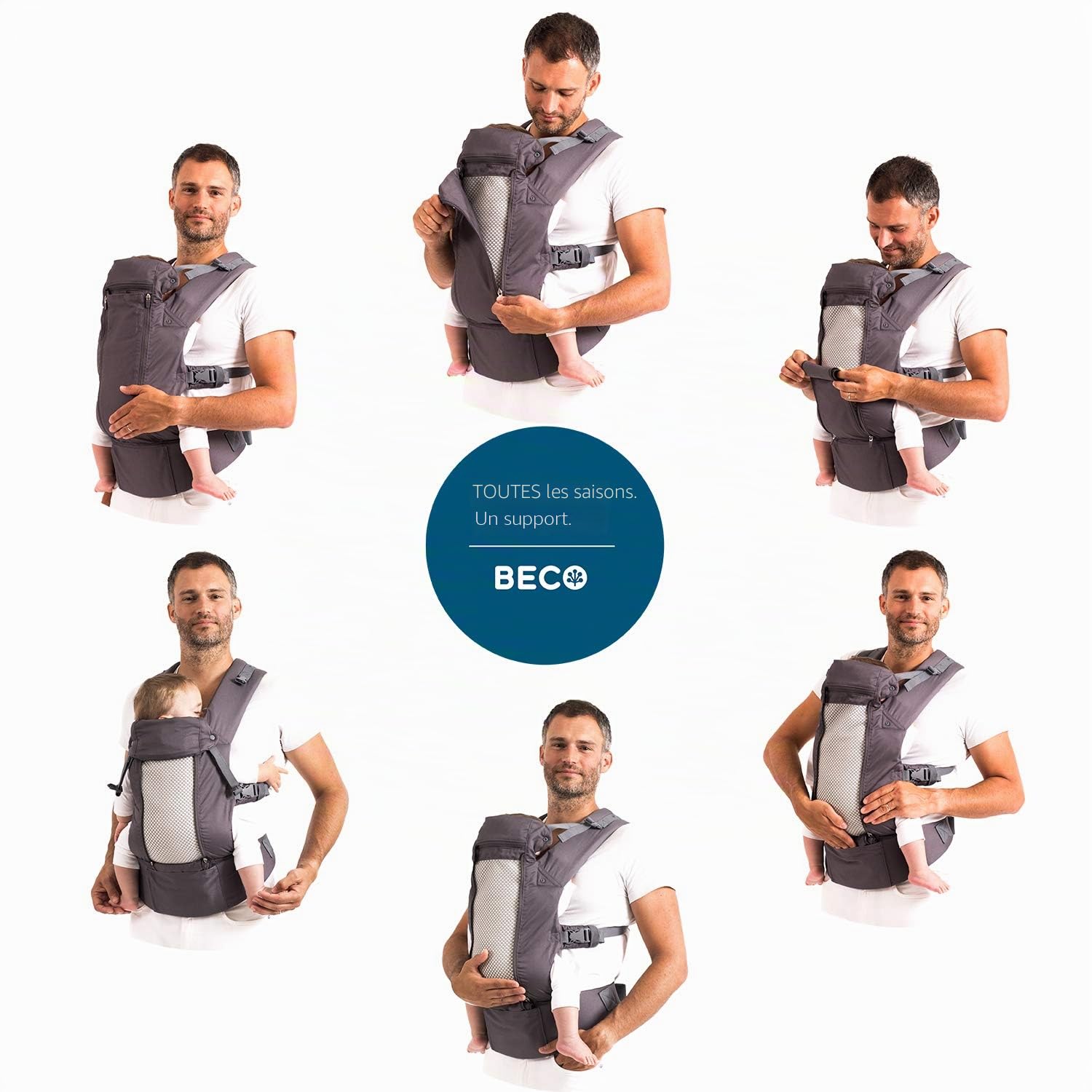 Beco 8 Portabebés Recién Nacido-Niño, Malla, 3-20 kg, Rust | Híbrido Transpirable con Porteo Frontal, Cadera y Espalda, fresco en verano, Ergonómico y Sano para las Caderas del bebé.