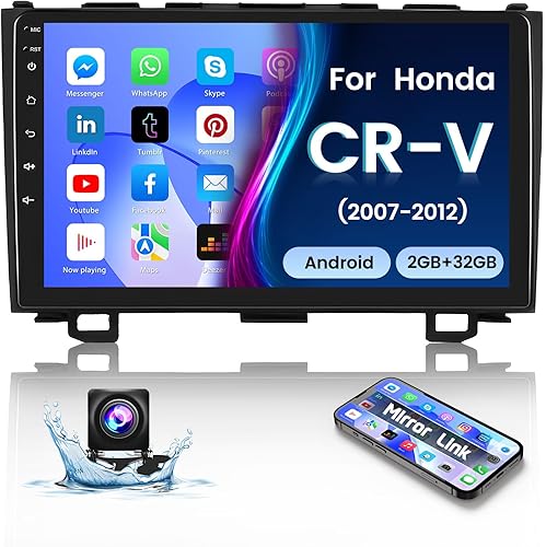 Miniatura 1 de 2+ 32 GB Android 11 coche estéreo para Honda CRV 2007 2008 2009 2010 2011 2012 radio de coche con 9 "pantalla táctil unidad de navegación GPS