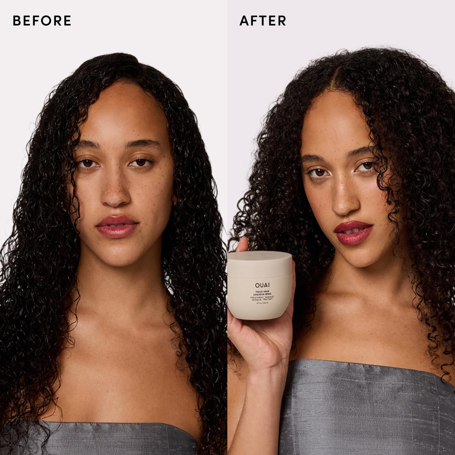 OUAI Mascarilla Thick - Tratamiento capilar con aceite de almendra, aceite de oliva y queratina hidrolizada para reparar el cabello dañado - Sin ftalatos ni parabenos (100 ml)