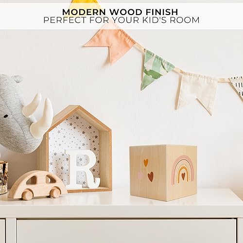 Miniatura 4 de Alcancía de madera para niños – Banco de monedas bellamente hecho que anima a empezar a ahorrar dinero temprano – Un gran regalo para niñas y niños