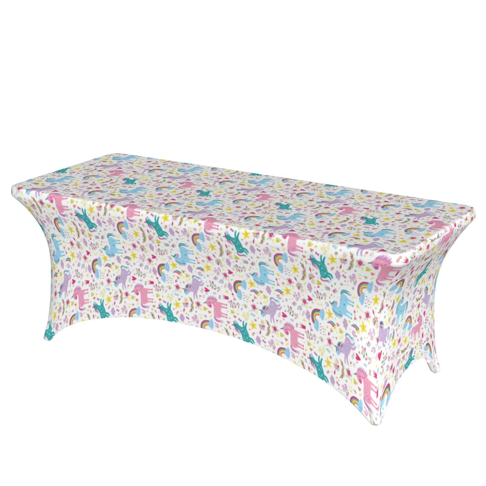 Nappe rectangulaire élastique rose anti-vent pour pique-nique licorne