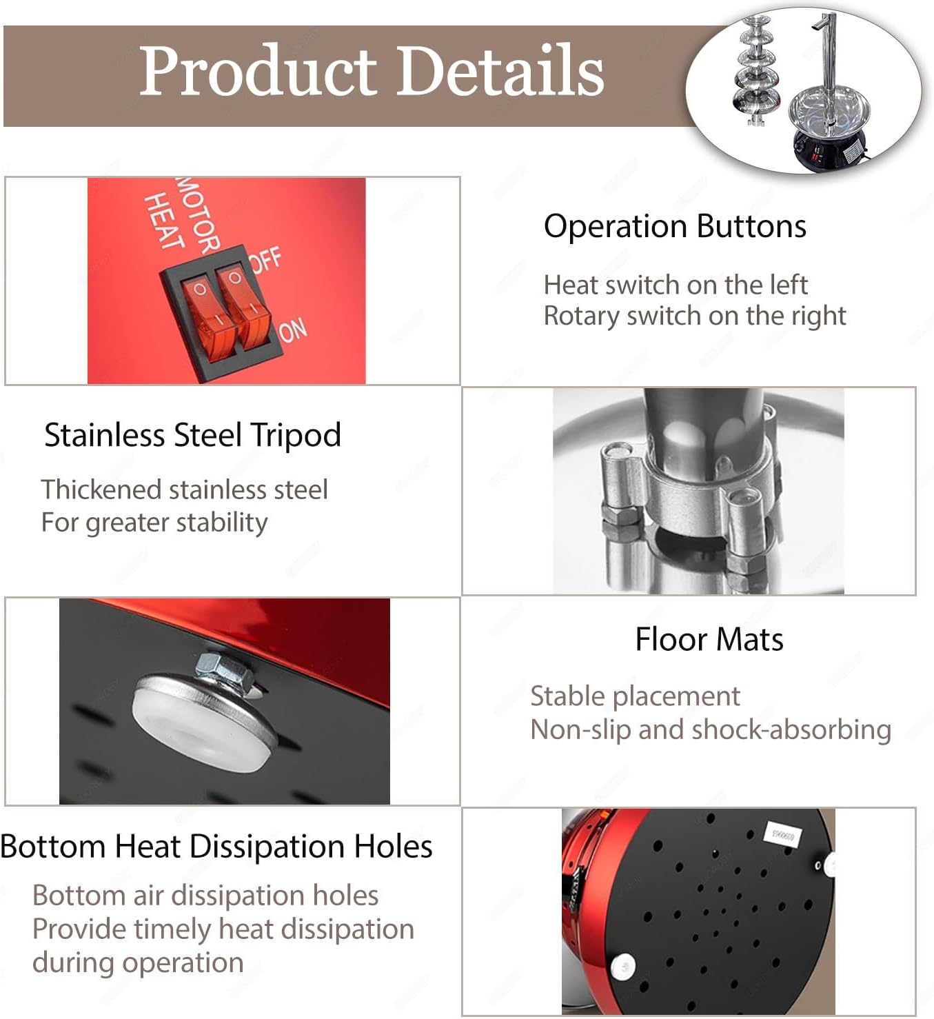 5-Tier Chocolate Fountain Machine with Faucets,Stainless Steel Chocolate Fondue Fountain Warmer with Detachable Parts for Party, Wedding, Birthday, Buffet Restaurants Red