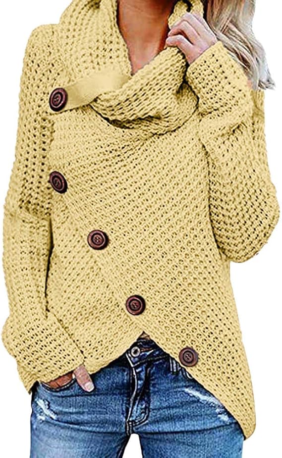 FIYOTE Damen Strickjacke Winter - Rollkragen Cardigan In 7 Farben