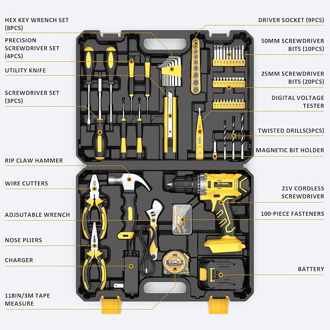Kit de Herramientas Sundpey con Taladro 21V - 170 Piezas miniatura 3
