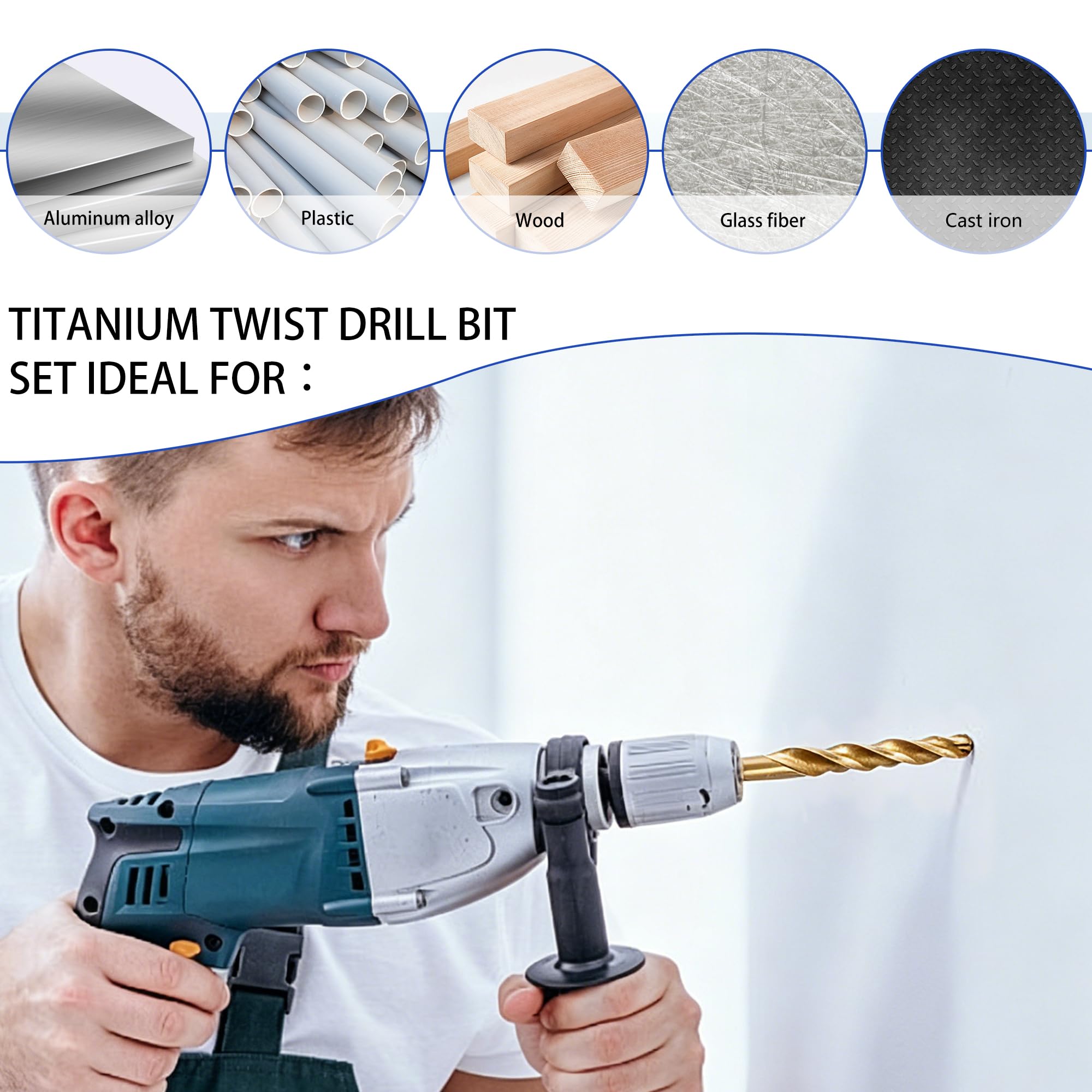 230 Piece Titanium Drill Bit Set - 3/64" to 1/2" -5