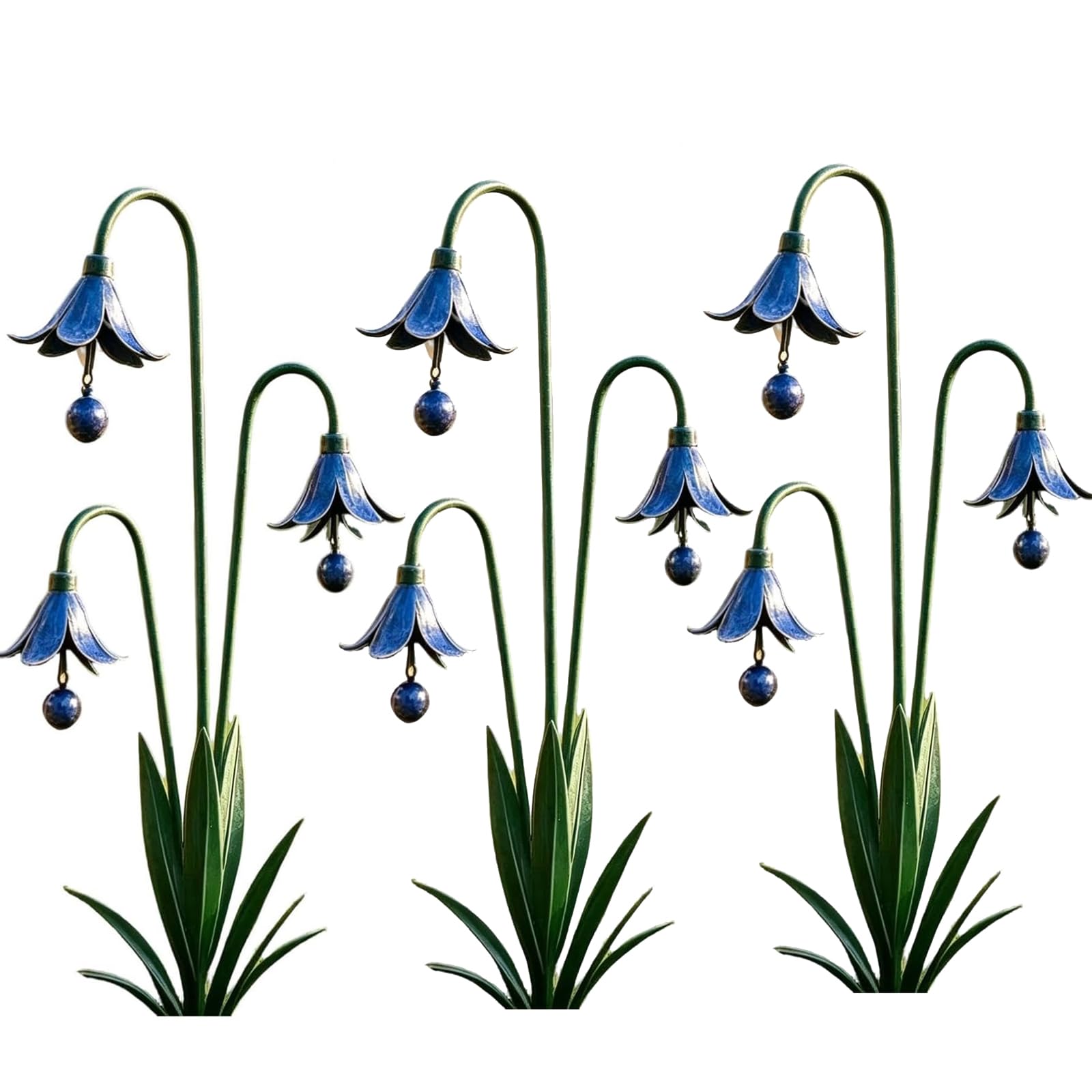 Three Bluebells Garden Stake, 2026 Flamed Copper Triple Sculpture for Yard