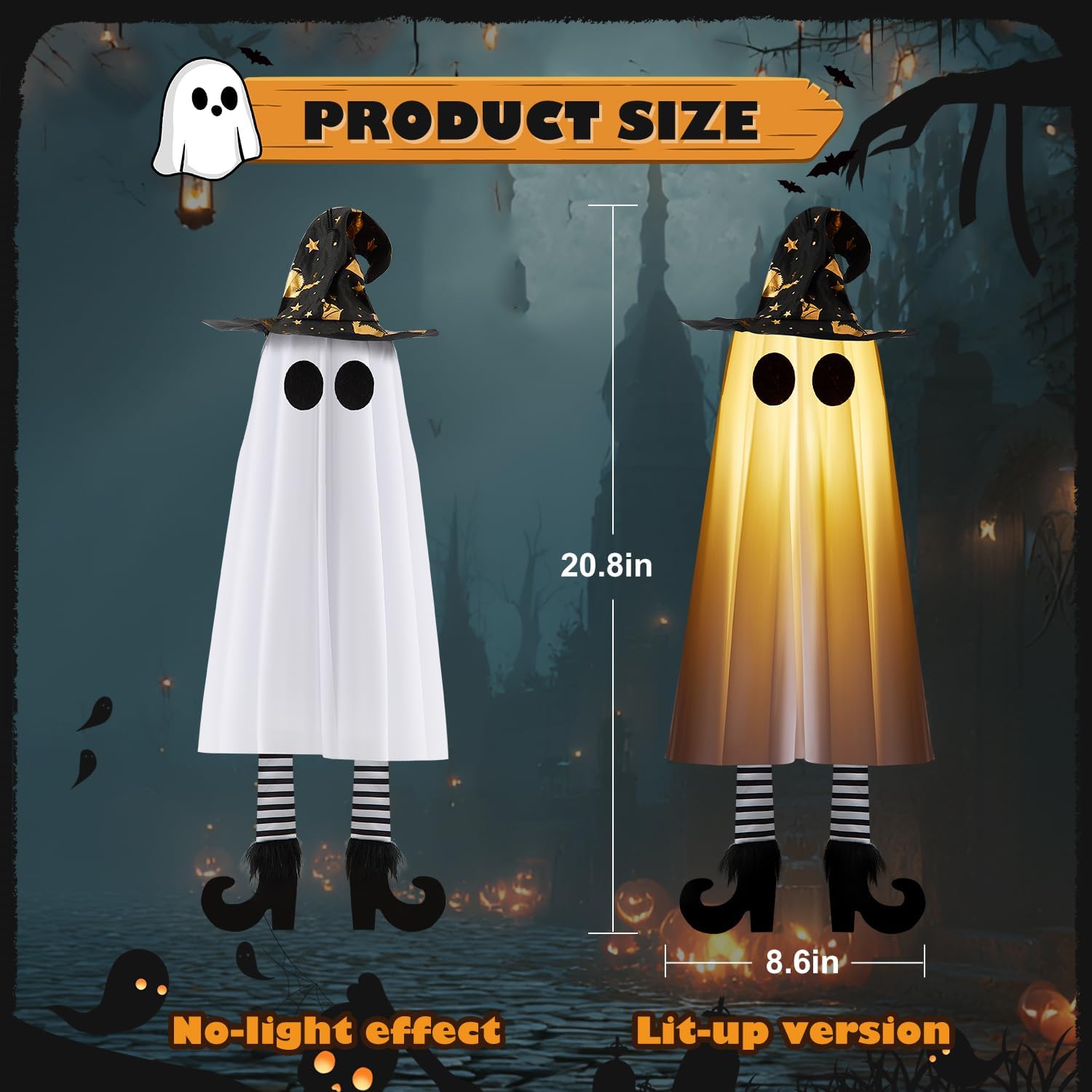 Enchant Your Halloween: 4pcs Swinging Ghosts with Lights for Spooky Decor!