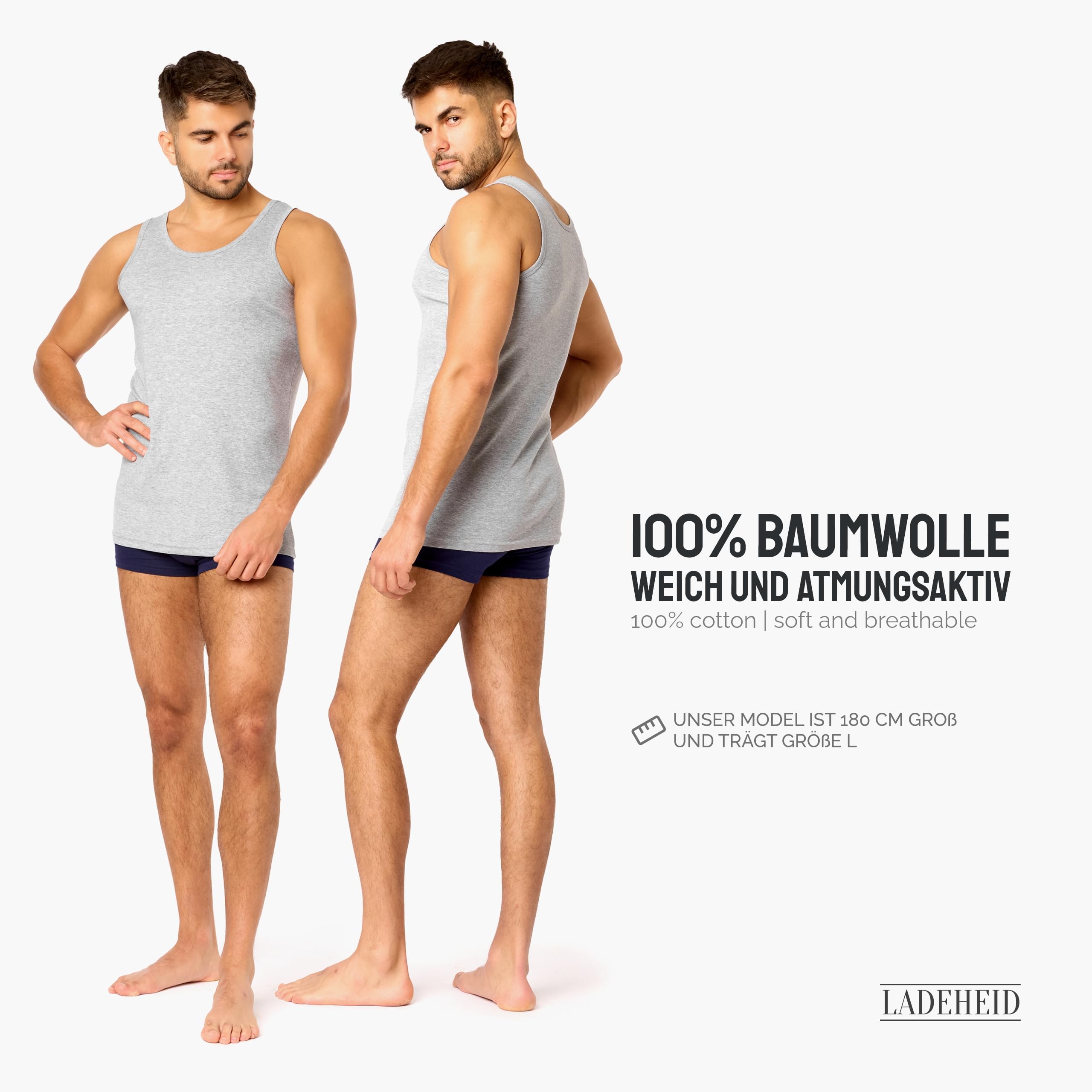Ladeheid Débardeur Homme Maillot de Corps Homme Cotton Marcel Homme sous Vetement Homme Debardeur Homme Sport Lot de 3 Débardeurs en 100% Coton LA40-258