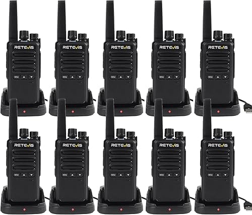 Retevis RT68B Walkie Talkies de largo alcance, radios recargables de 2 vías con base de carga, alarma de emergencia, walkie talkie FRS para almacén