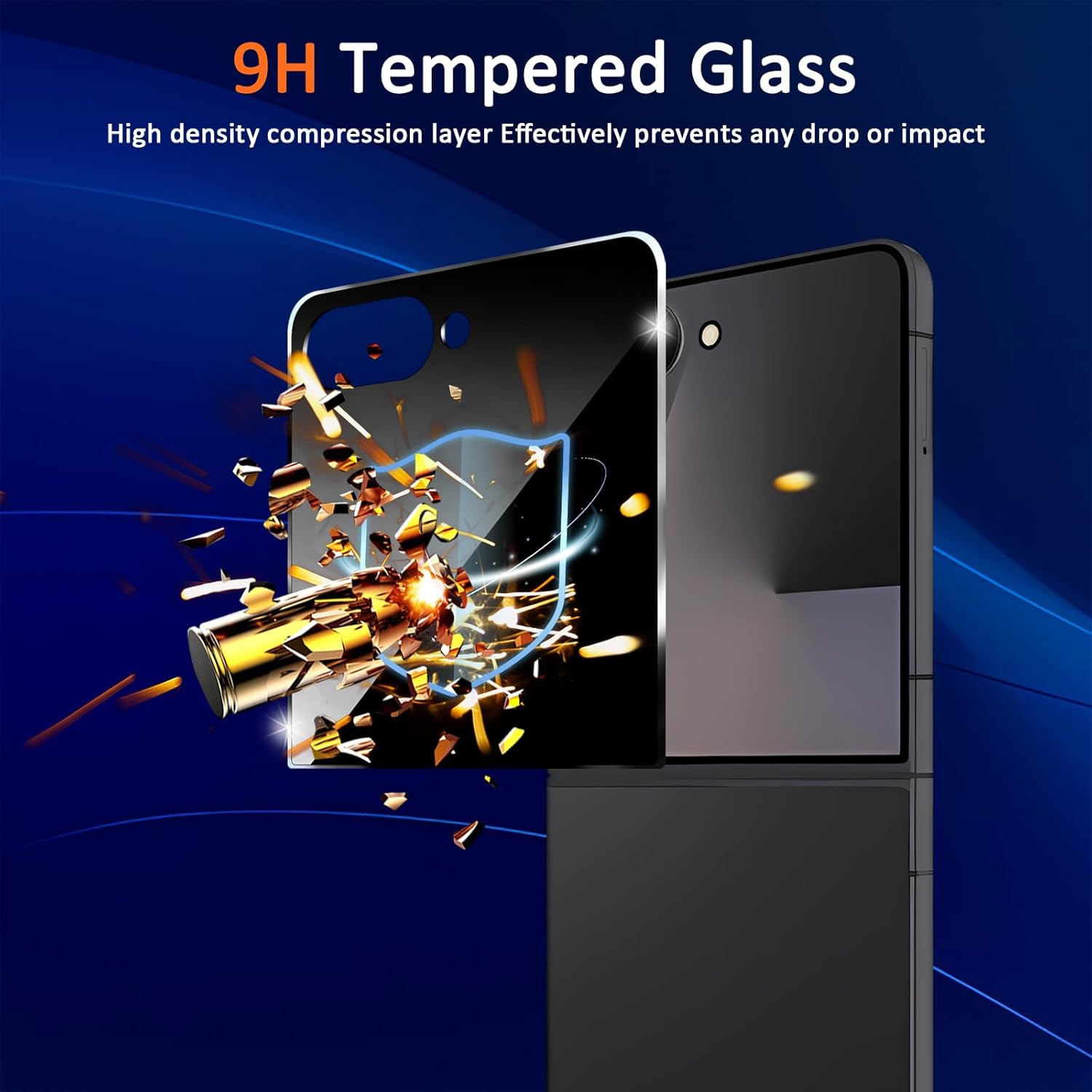 (3+2 Pack) Privacy Screen Protector for Samsung Galaxy Z Flip 7 + Aluminum Metal Circle Camera Lens Protector,Anti-spy,9H Shatterproof, Bubble-Free, Case Friendly for Galaxy Z Flip 7 - Image 3