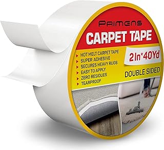 Double Sided Carpet Tape - Rug Grippers Tape for Area Rugs and Hardwood Floors Safe - Carpet Binding Tape Removable, Residue Free, Strong Adhesive and Heavy Duty Stickers Tape, 2 Inch / 40 Yards