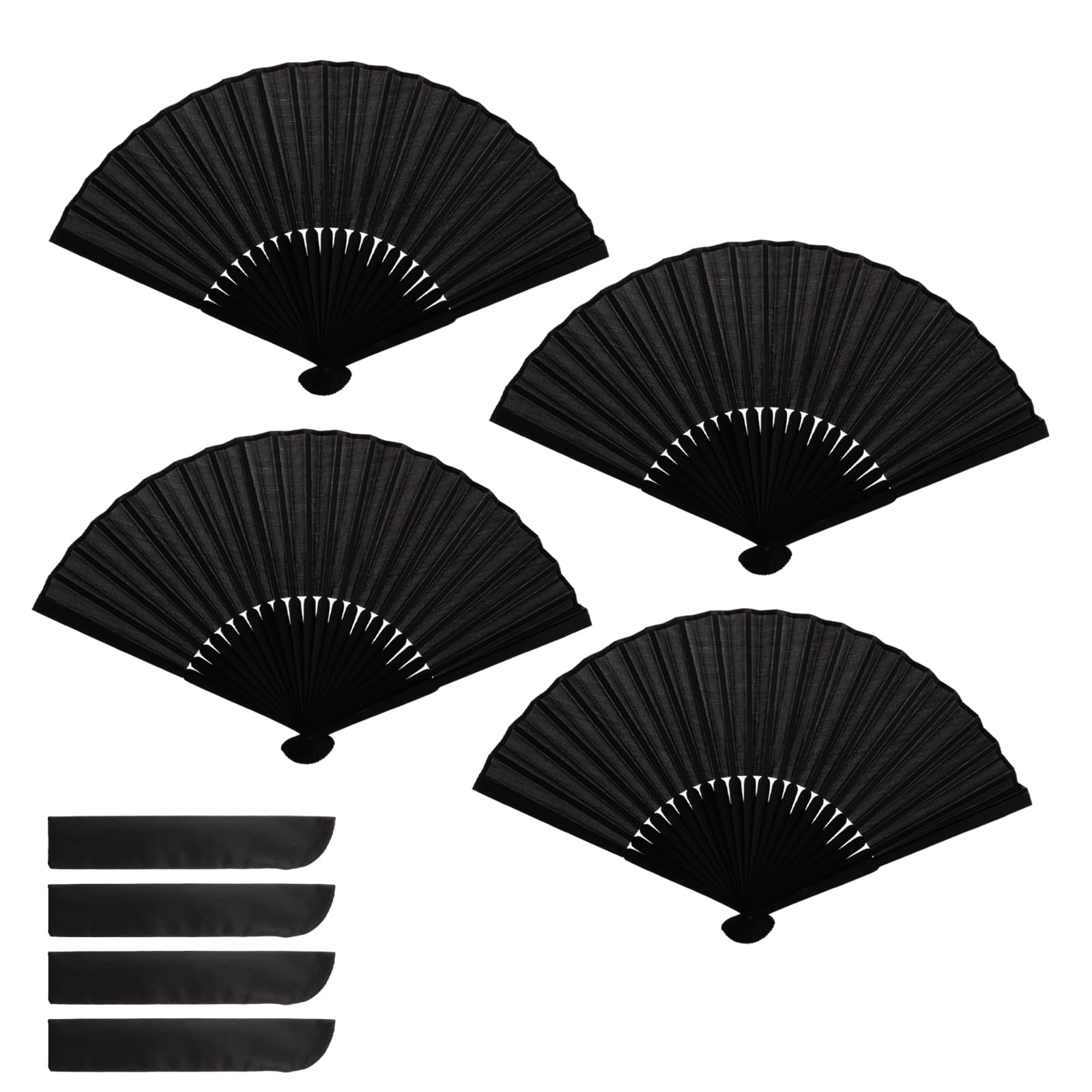 ASelected 4 Stück Handfächer Faltbare Schwarz Chinesische Fächer Sauna fächer Taschenfächer Klappfächer für Tanz Party Hochzeit Geschenke DIY Dekoration Haus Dekorationen