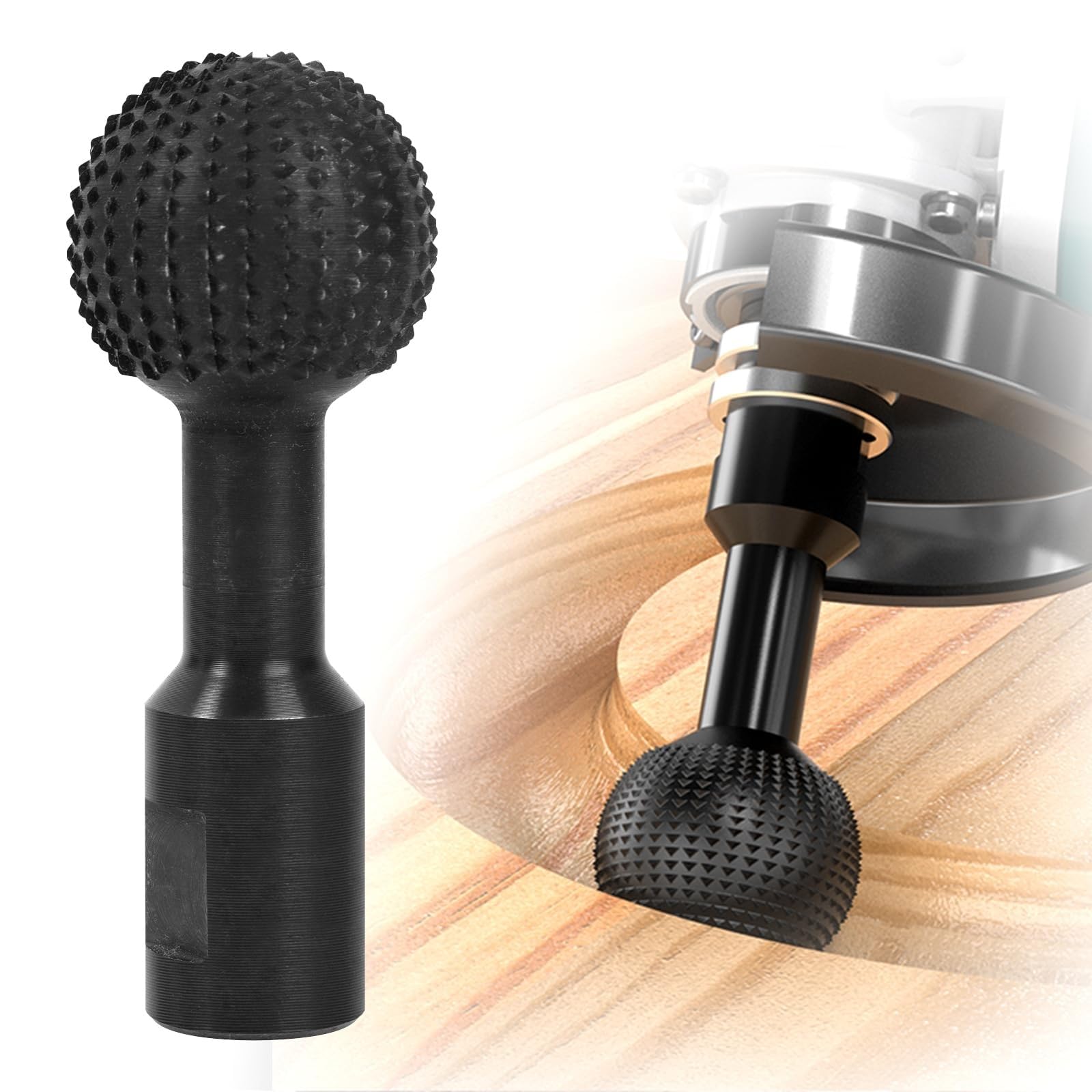 THE WHITE SHOP Sphere Rotary Burr with Threads for Angle Grinder, Ball Gouge Angle Grinder Attachments Power Carving Tools for Wood Carving Grinding Polishing Engraving(14MM)