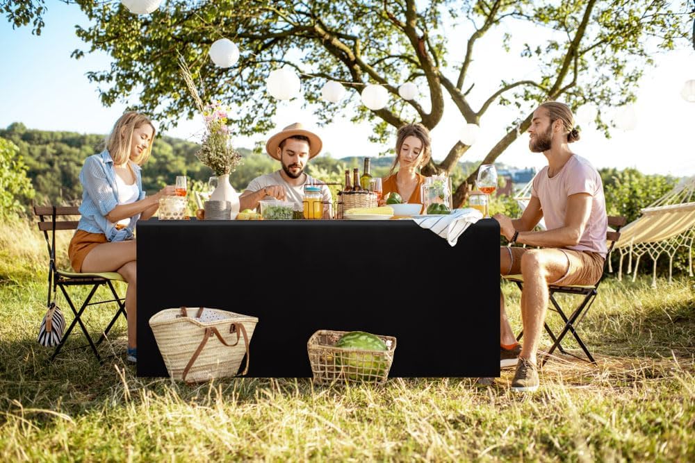 Smiry 2 Packs Fitted Black Tablecloths, 8 Foot Rectangle Polyester Fabric Table Cloths, Washable Table Cover for Trade Show, Craft Show, Parties, Birthday, Wedding, 96 x 30 Inch - Image 8