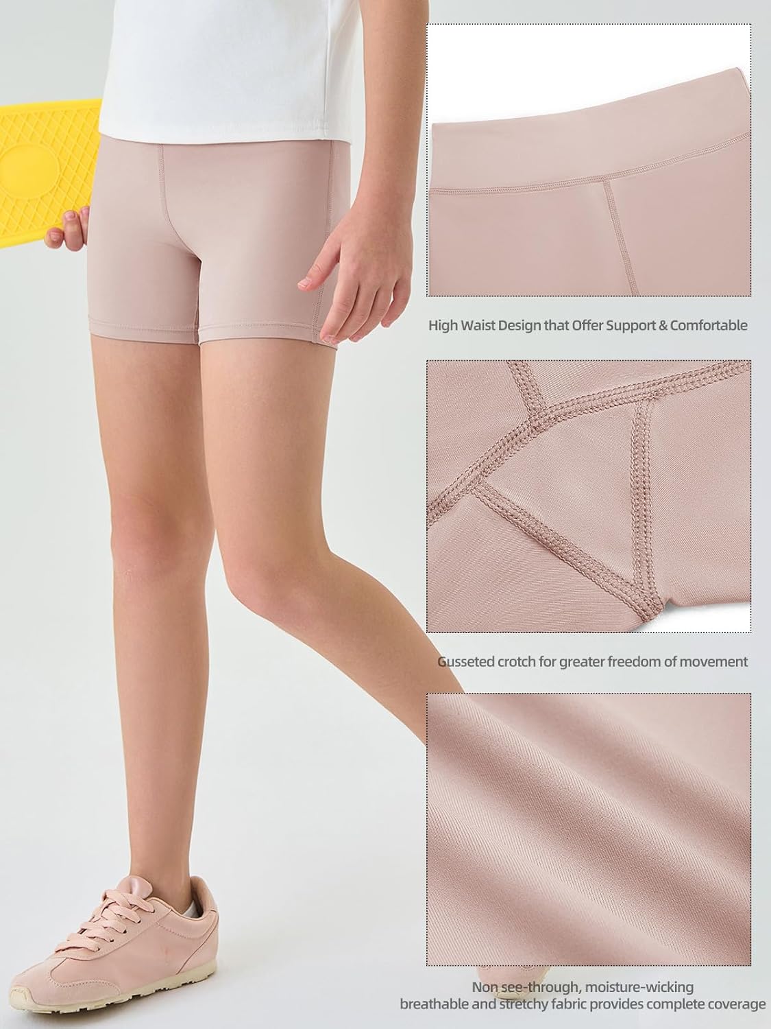 Haloumoning Girls Athletic Shorts Kids Workout High Waisted Volleyball Shorts Yoga Dance Gymnastics Shorts - Image 3