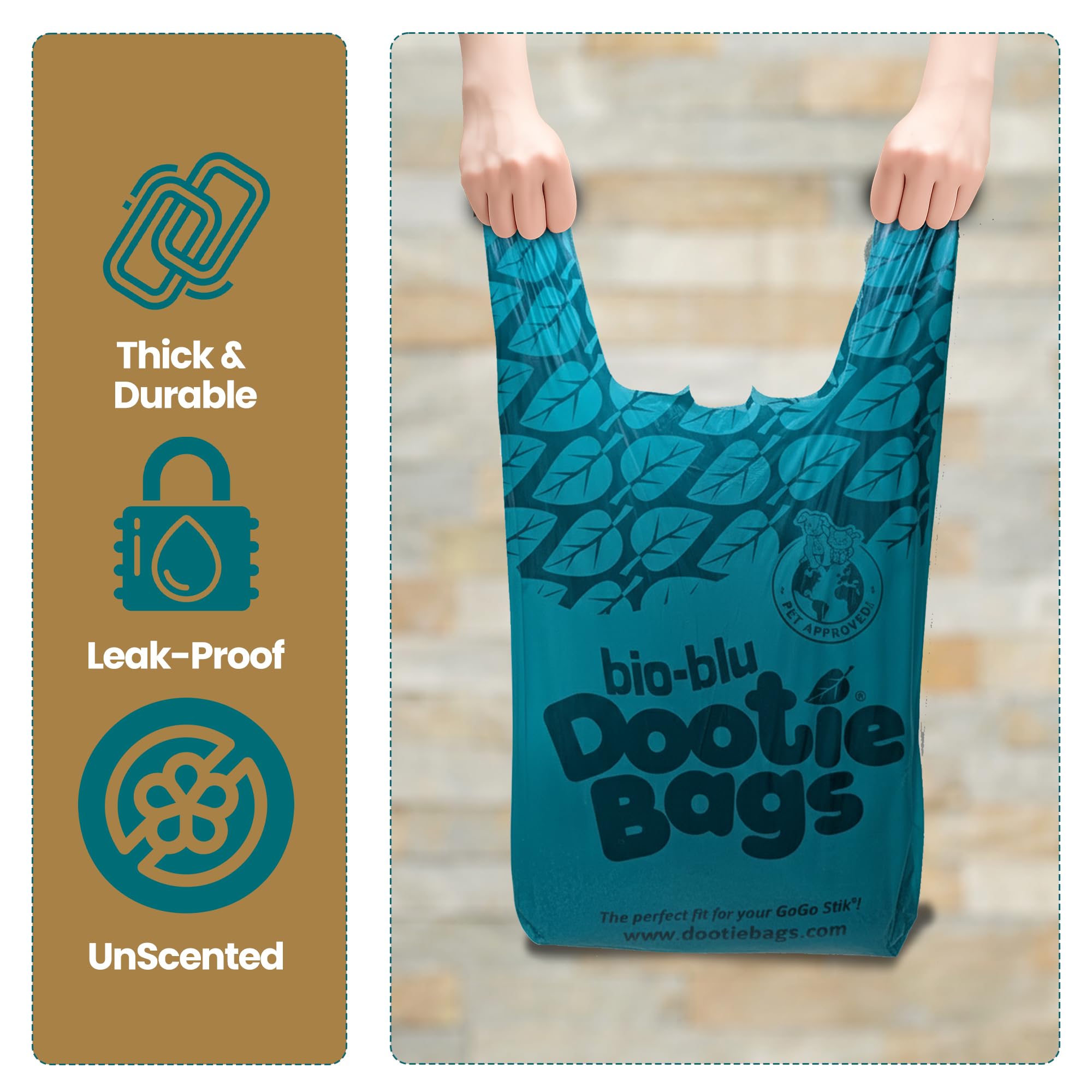 Bio-Blu Dootie Bags®, bolsas de excrementos de alta calidad, medianas y grandes, con asa de corbata E-Z, hechas con material superior, fuerte, a prueba de fugas, 100 unidades. Se adapta a las