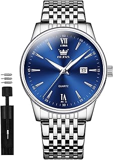 OLEVS Mens Silver Watches Classic Luxury Waterproof Watch for Men Analog Quartz Stainless Steel Men's Dress Watches Casual Wrist Watch Large Face with Day Date Relojes para Hombres