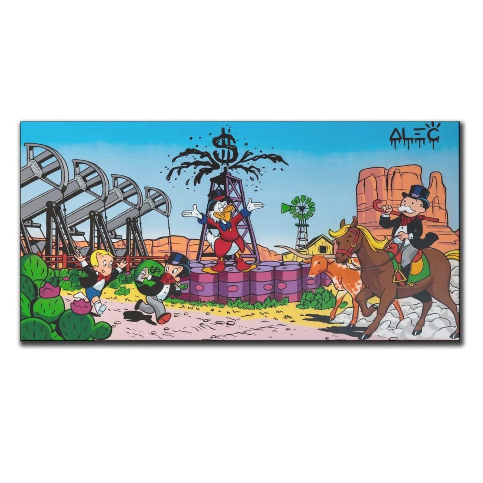 CJQ Alec-monopolys Art High$ TEAM IN TEXAS OIL FIELDS Canvas Art Poster And Wall Art Picture Print Modern Family Bedroom Decor Posters 12x24inch(30x60cm)