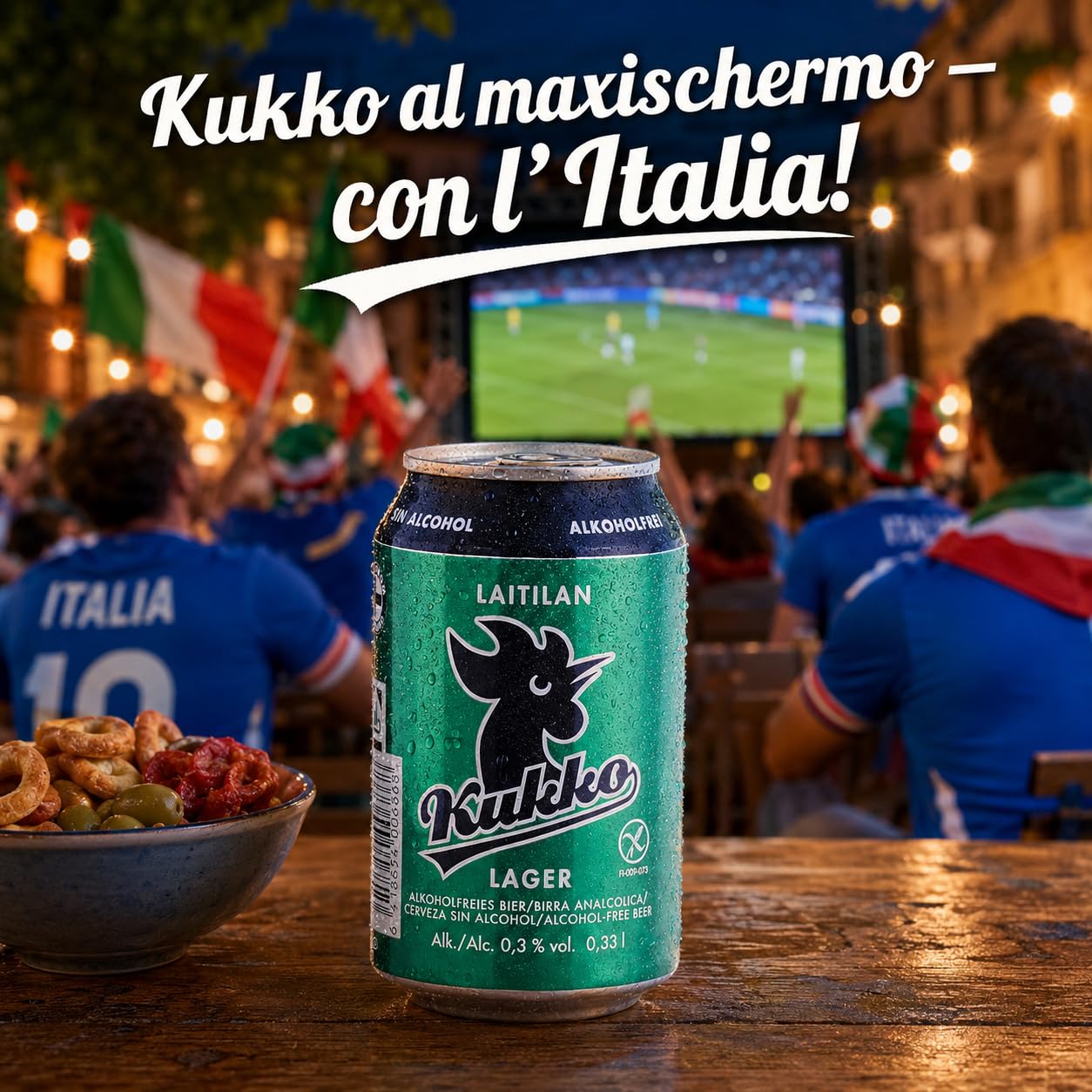 Kukko Birra Lager Analcolica – Senza Glutine – Gusto Morbido e Rinfrescante – 24 lattine da 0,33 L (2 confezioni da 12)