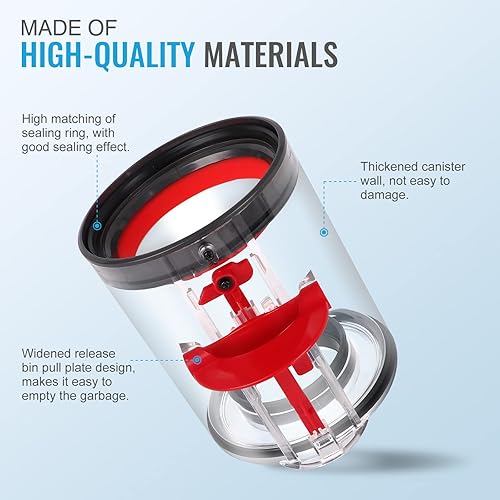 Miniatura 5 de Repuesto mejorado para depósito de polvo Dyson V10 para aspiradora, cubo de polvo, cubo pequeño compatible con Dyson Parte No.969509-02