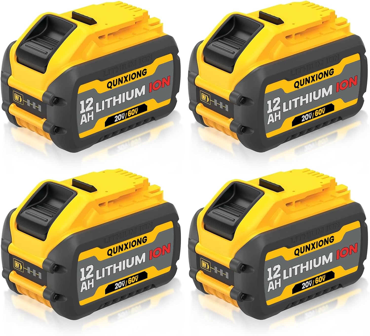 【Large Capacity】 4 Pack DCB606 12000Ah Lithium Ion Battery Replacement for Dewalt 60V max Battery Real Capacity Compatible with Dewalt 20V/60V Max DCB609 DCB612 Battery Power Tools and Chargers