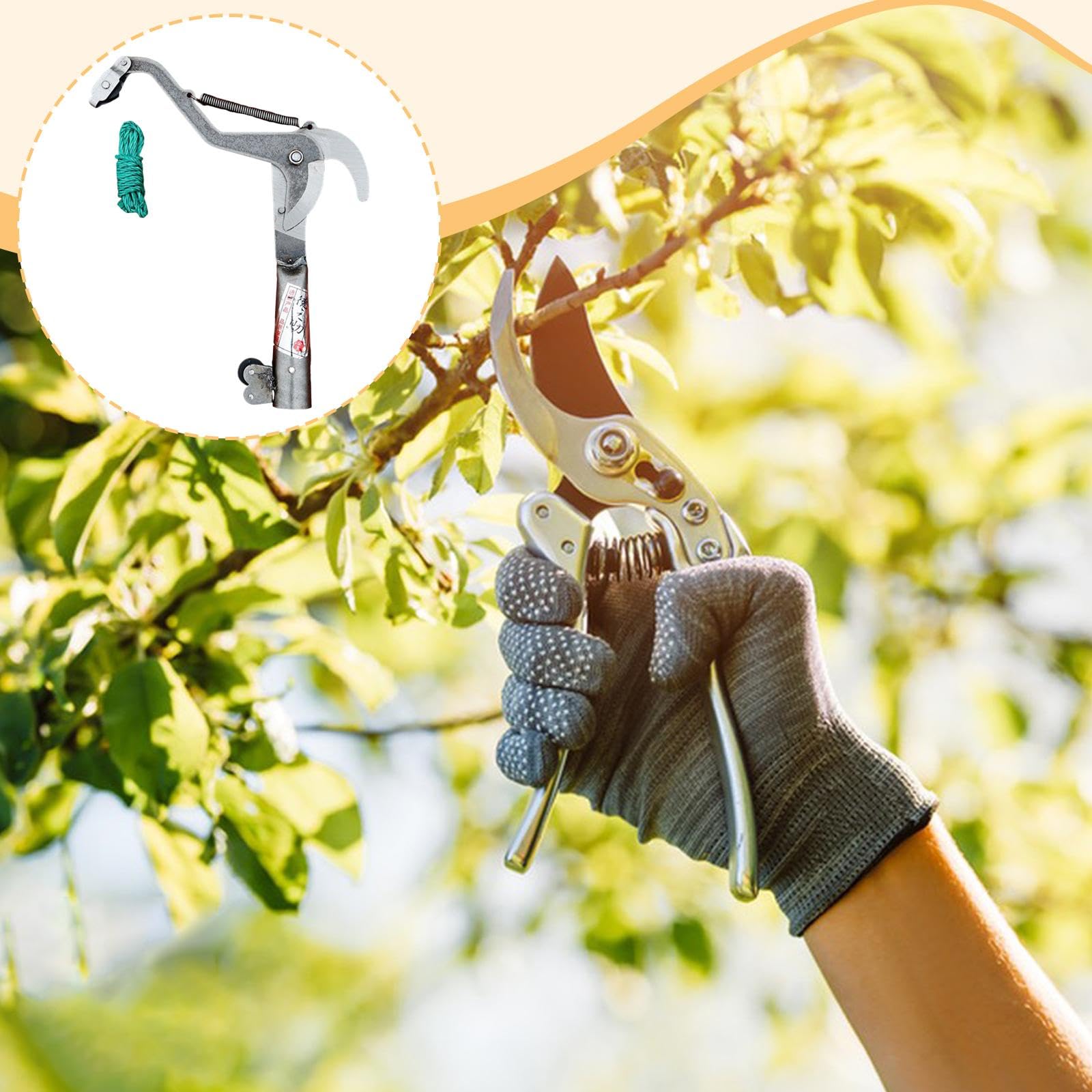 Tijeras de Poda de Altura para Árboles con Cuerda Podadora Manual de Ramas Diseño Innovador con Polea Doble en Hierro Y Acero Adecuada para Jard, L