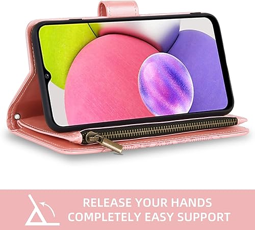 Miniatura 4 de Asuwish Funda de teléfono para Samsung Galaxy A03s versión de EE. UU. 5G 2022 con protector de pantalla de vidrio templado y soporte para tarjetas