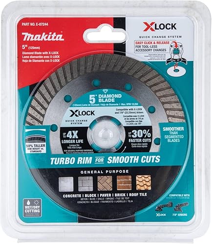 Miniatura 7 de Makita E-07244 X-Lock 5" Turbo Rim Diamond Blade para corte de mampostería