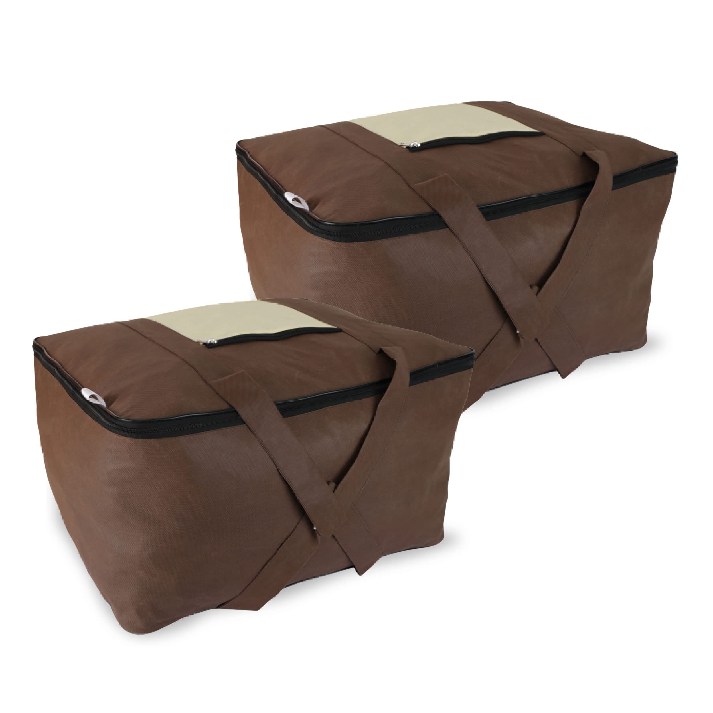 HOME VIBES Lightweight Canvas 70 L Wardrobe Bag Underbed Moisture Proof Cloth Storage Organizer with Pocket | Moisture Proof, Pack 2- Choclate