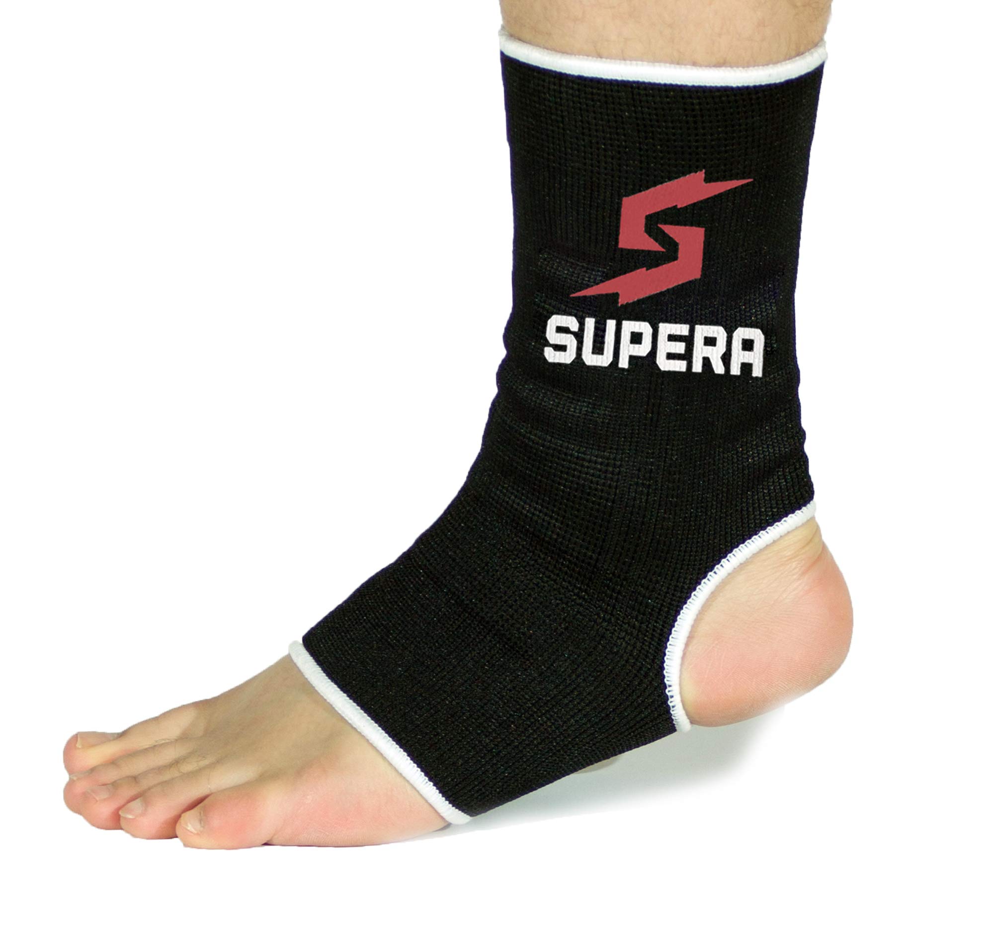 SUPERA Fußbandage für mehr Schutz beim Sport. Elastisch Bandage stütz das Fußgelenk. Die Sprunggelenk Bandage für Kickboxen, Muay Thai oder Laufen. 1 Paar - Zwei Fußgelenkbandagen