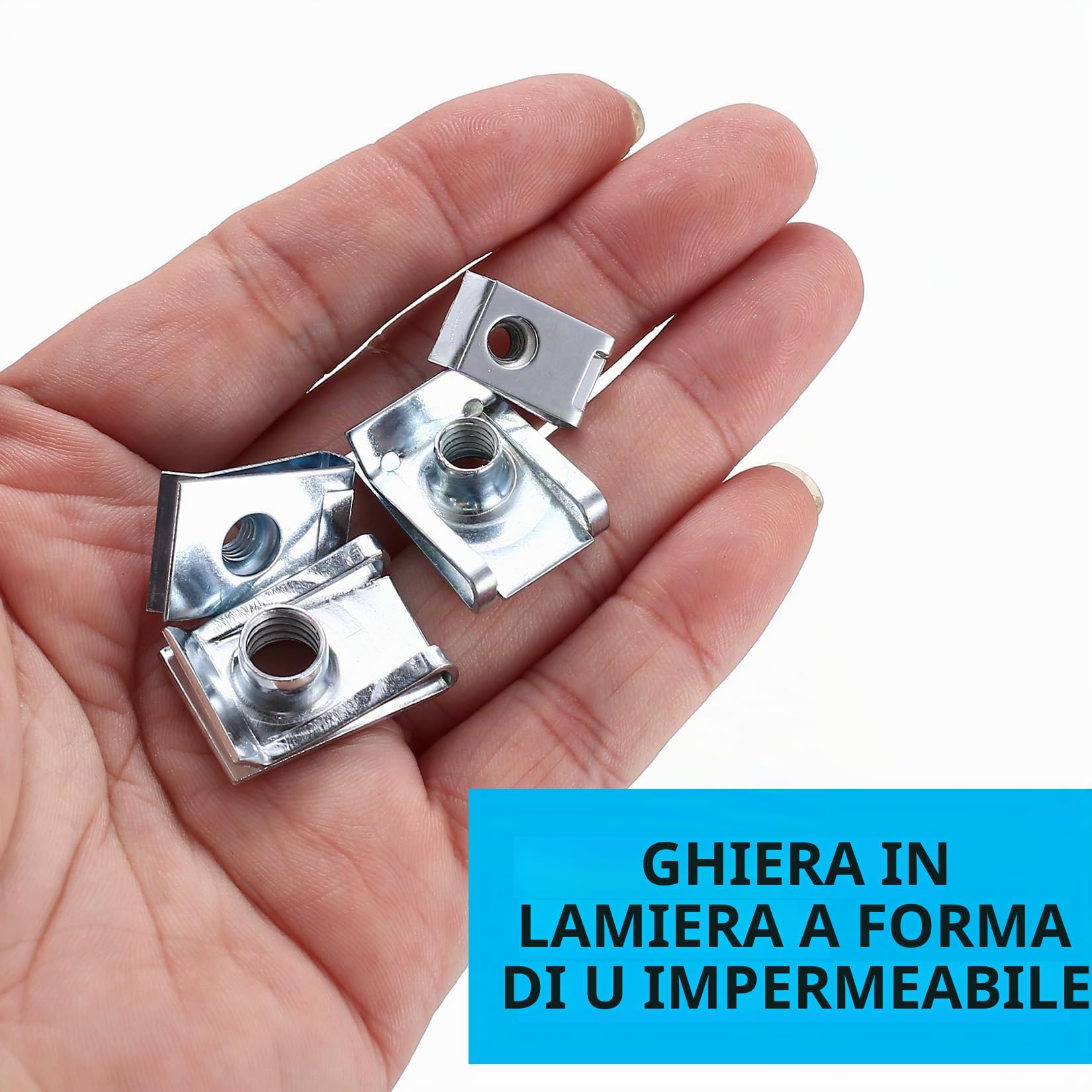 90 Pz U Clip Fissaggio Auto, Dadi a Clip a U e Bulloni Viti Autofilettanti per Parafanghi, Vite per Autoveicoli, Kit di Clip per Dadi in Lamiera di Metallo per Carrozzeria Pannelli Auto Carene