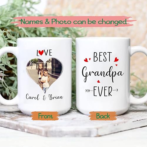 Miniatura 2 de Taza de café blanca personalizada con el texto en inglés "Best Grandpa Ever", regalo para el Día del Padre, tazas de viaje para abuelo, taza de café