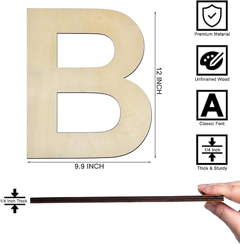 Vista 27 de Letra S de madera de 12 pulgadas, letra S de madera sin terminar de 1/4 de pulgada de grosor para decoración de pared del hogar, manualidades