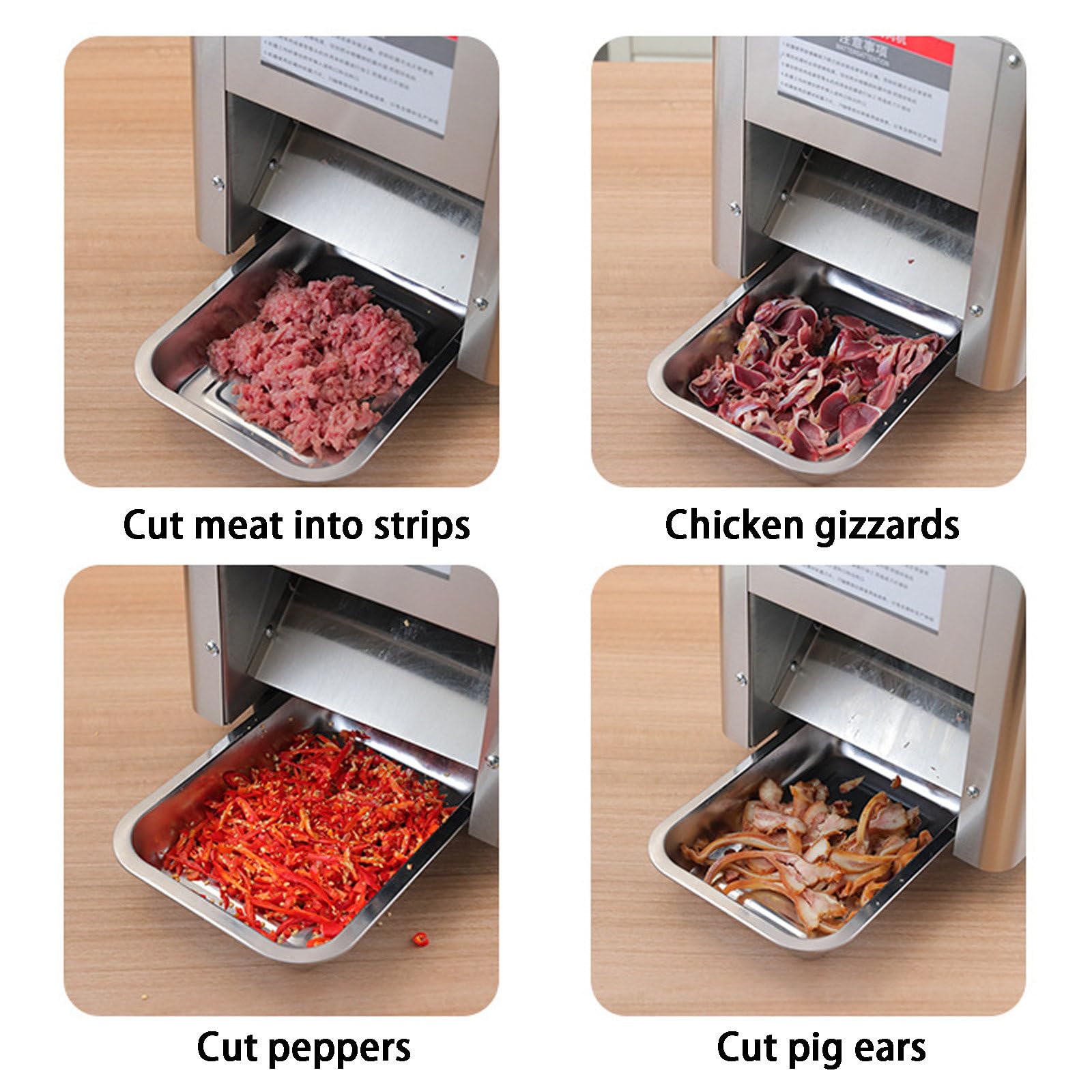 Affettatrice Elettrica Commerciale, 850W Affettatrice Verticale per Carne, con Vassoio, Affettatrice per Pesce, Manzo, Pollo e Verdure In Acciaio Inossidabile,3mm