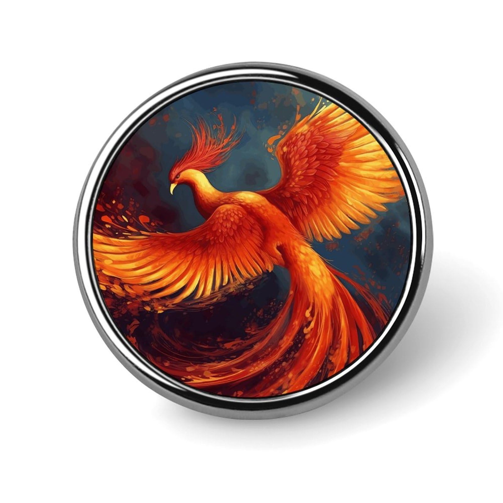 Aluminium Alloy Round Badge Brooch Pins for Men Orange Red Phoenix Brooches Elegant Pin for Women Fashion Button Badges Brooch Badge for Hats Jackets Shirts