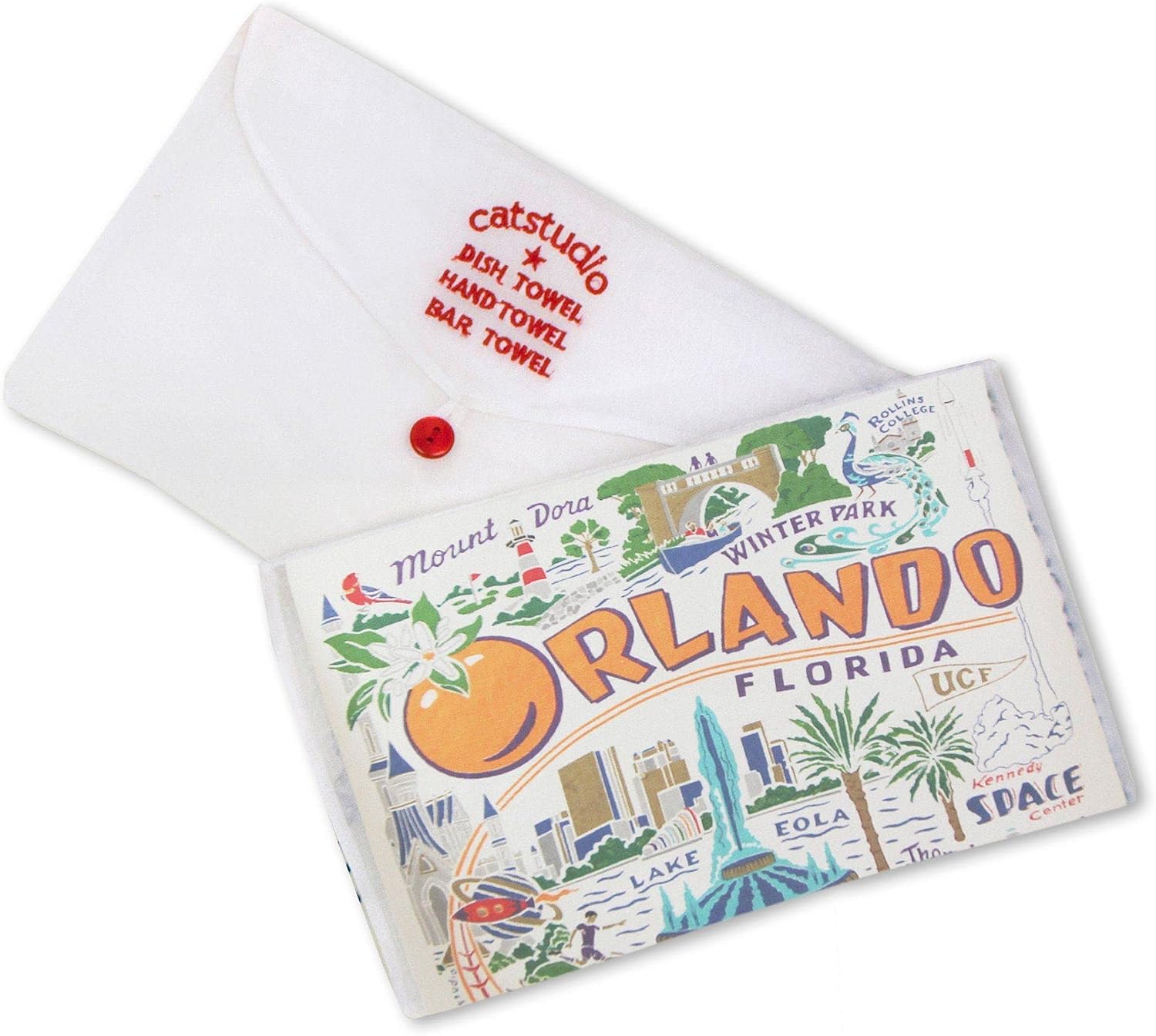 Catstudio Orlando Dish Towel, U.S. City Souvenir Kitchen and Hand Towel, Perfect Tea Towels for Florida Lovers, Travel Souvenir, Housewarming Gifts, Couple Gifts