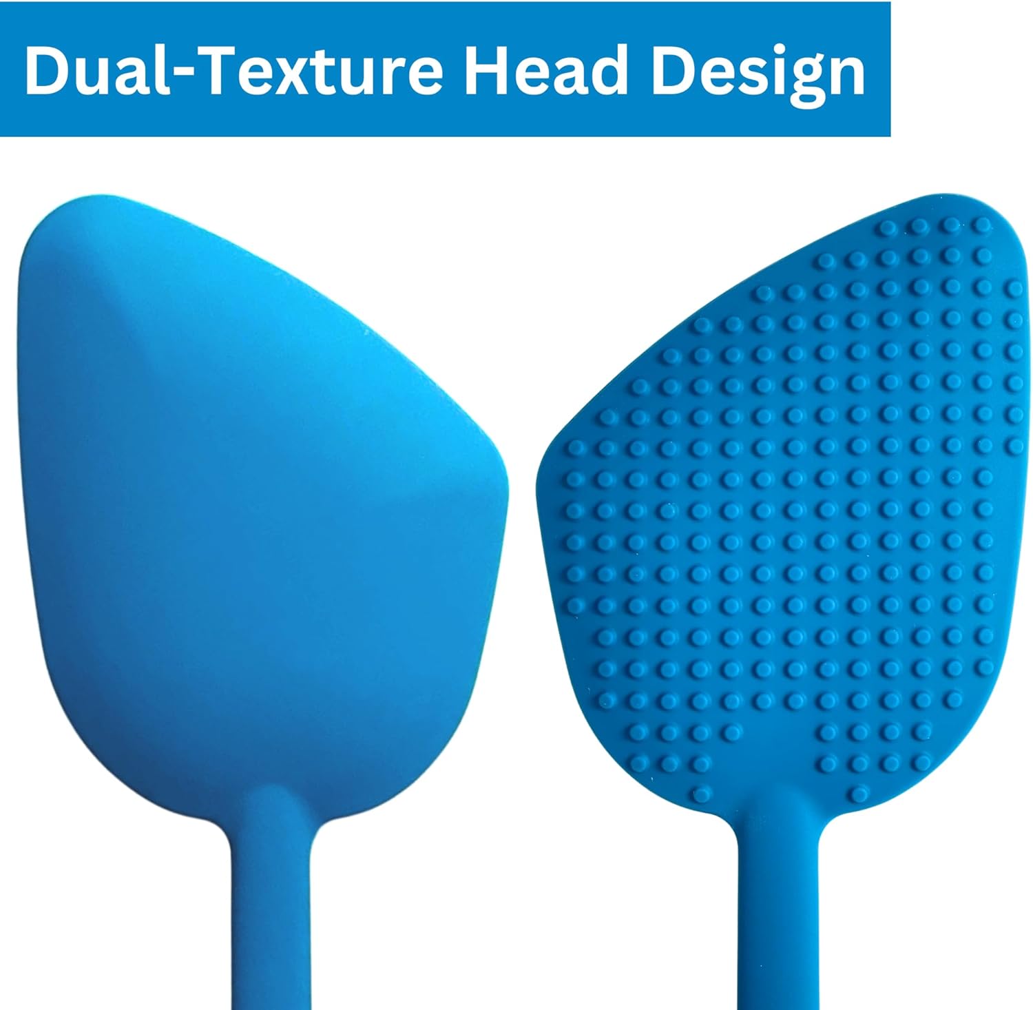 Bendable Long Handled Silicone Back & Scalp Scrubber & Lotion Applicator for Back Bundle (Blue)