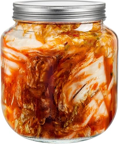 Miniatura 4 de Coloch Paquete de 4 tarros de vidrio de medio galón con tapa de metal, tarro transparente de almacenamiento de alimentos de 64 onzas, recipiente de