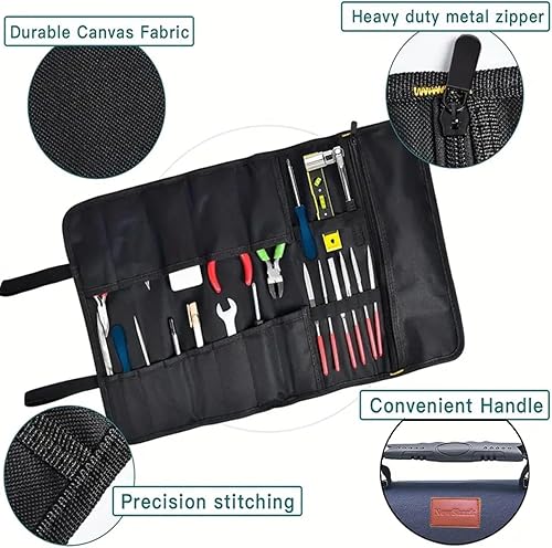 Miniatura 4 de Bolsas de herramientas, organizador y almacenamiento de bolsas de herramientas enrollables resistentes, regalos para papá, rollo de herramientas con