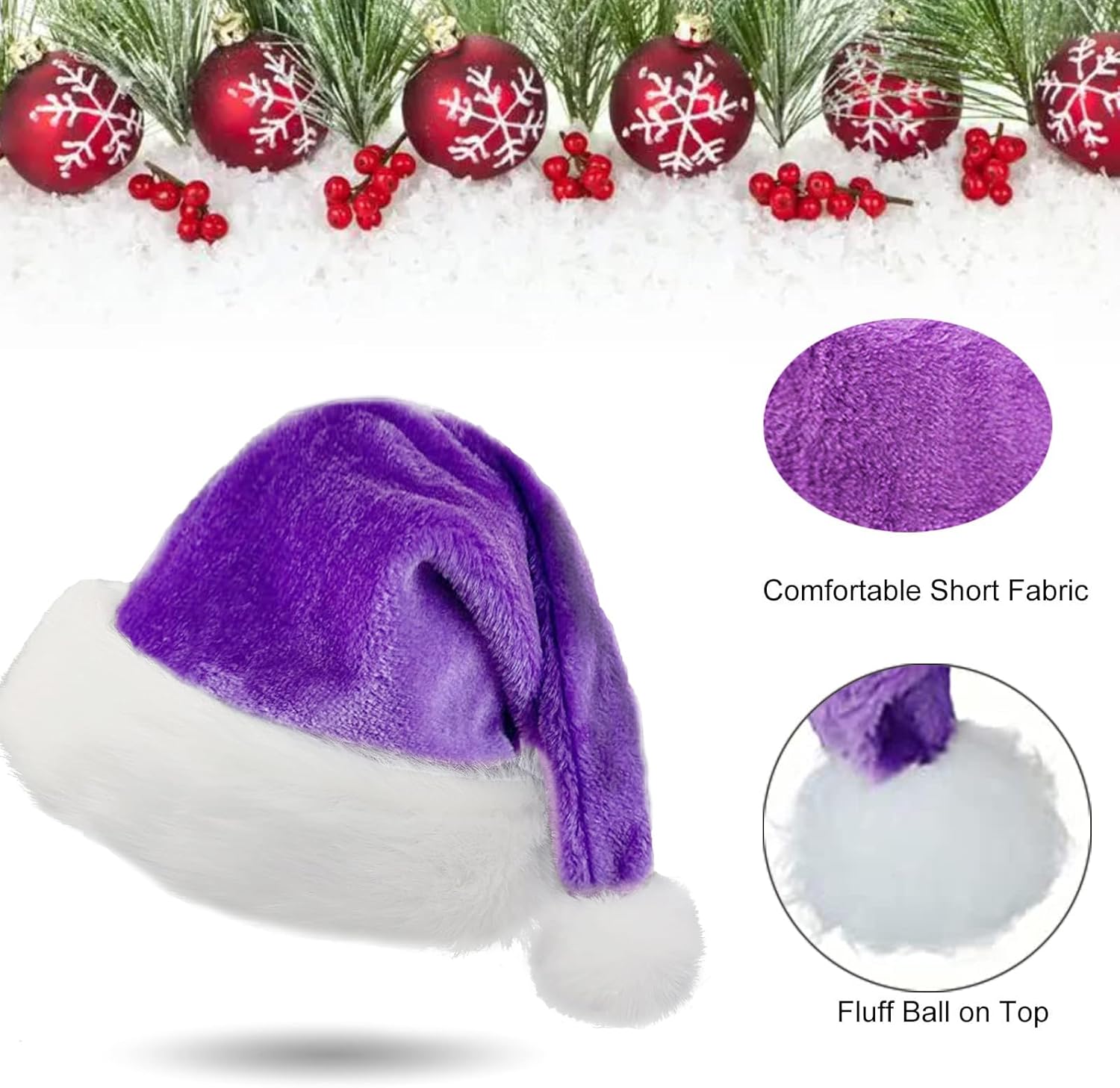 Personalized Purple Sequin Santa Hat Xmas Super Soft Santa Hat for Women Men Xmas Holiday New Year Party - Image 6
